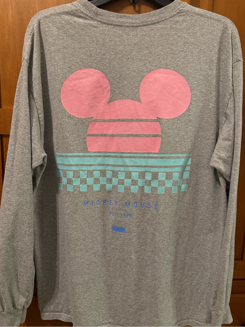 Disney x Neff Mickey Mouse Long Sleeve T-Shirt - Size Large Heather Grey Retro